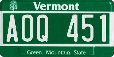VT license plate AOQ451