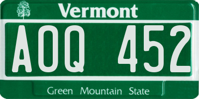 VT license plate AOQ452