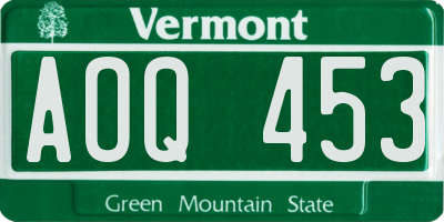VT license plate AOQ453