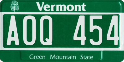 VT license plate AOQ454