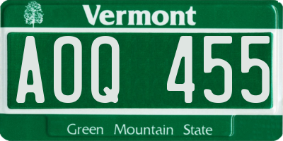 VT license plate AOQ455