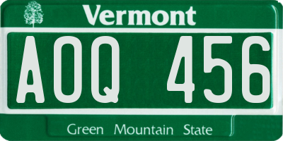 VT license plate AOQ456