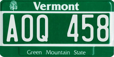 VT license plate AOQ458