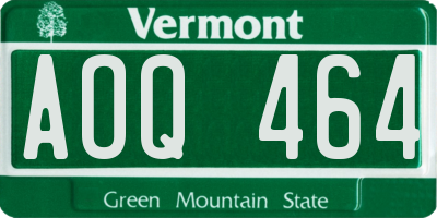 VT license plate AOQ464