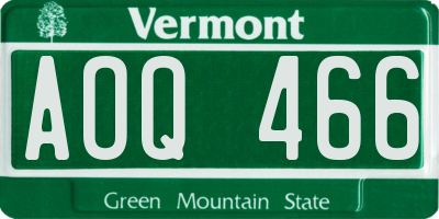 VT license plate AOQ466