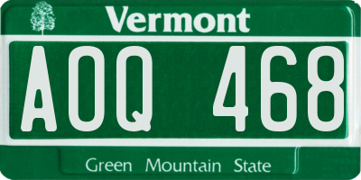 VT license plate AOQ468