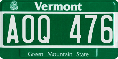 VT license plate AOQ476