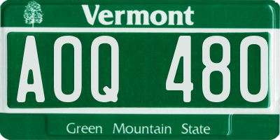 VT license plate AOQ480
