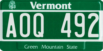 VT license plate AOQ492