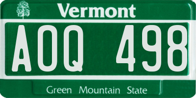VT license plate AOQ498