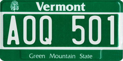 VT license plate AOQ501