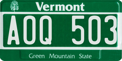 VT license plate AOQ503