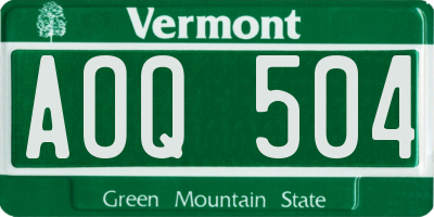 VT license plate AOQ504