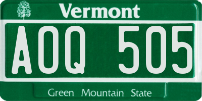 VT license plate AOQ505