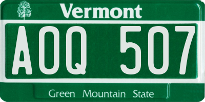 VT license plate AOQ507