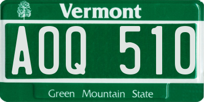 VT license plate AOQ510