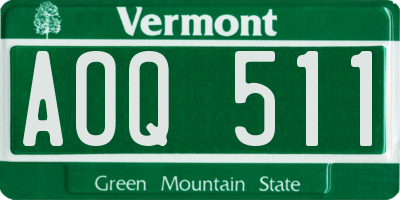 VT license plate AOQ511