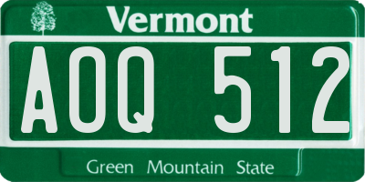 VT license plate AOQ512