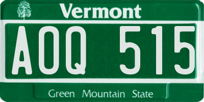 VT license plate AOQ515