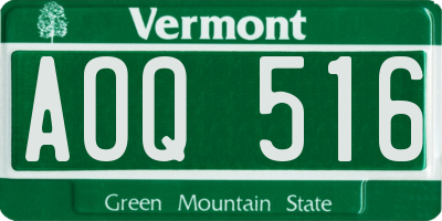 VT license plate AOQ516