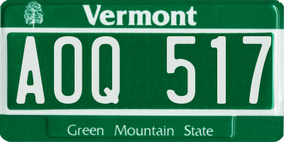 VT license plate AOQ517