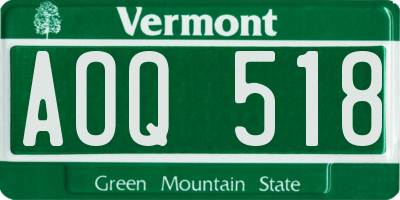 VT license plate AOQ518