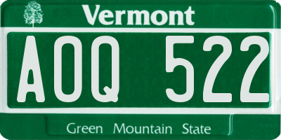 VT license plate AOQ522
