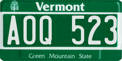 VT license plate AOQ523
