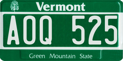 VT license plate AOQ525