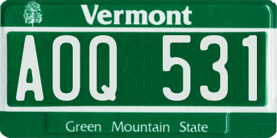 VT license plate AOQ531