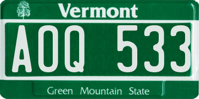 VT license plate AOQ533