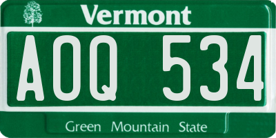 VT license plate AOQ534