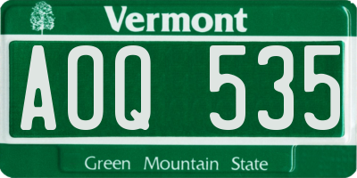 VT license plate AOQ535