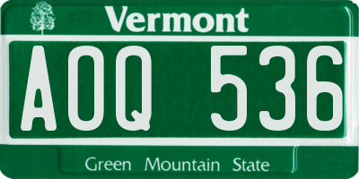 VT license plate AOQ536