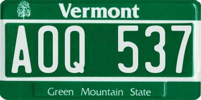 VT license plate AOQ537