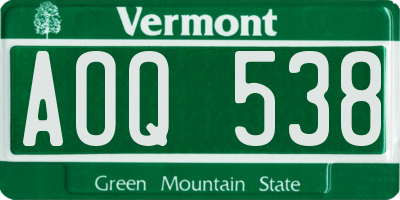 VT license plate AOQ538