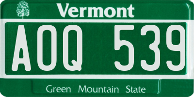 VT license plate AOQ539