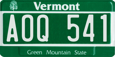 VT license plate AOQ541