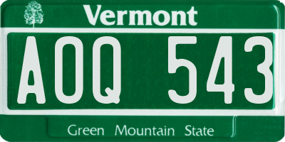 VT license plate AOQ543