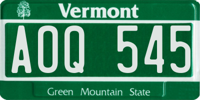 VT license plate AOQ545