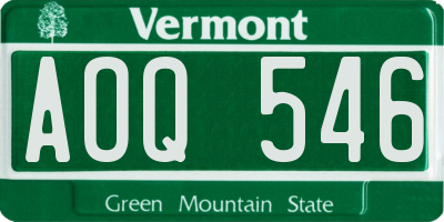 VT license plate AOQ546