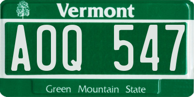 VT license plate AOQ547