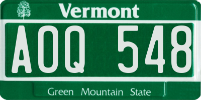VT license plate AOQ548