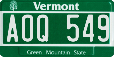 VT license plate AOQ549