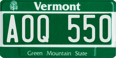 VT license plate AOQ550