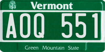 VT license plate AOQ551
