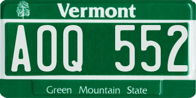 VT license plate AOQ552