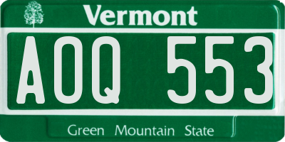 VT license plate AOQ553