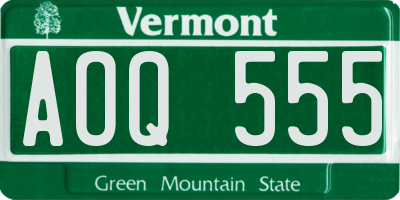 VT license plate AOQ555