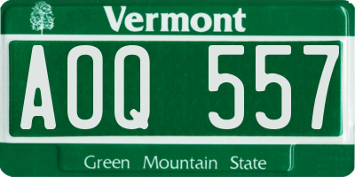 VT license plate AOQ557
